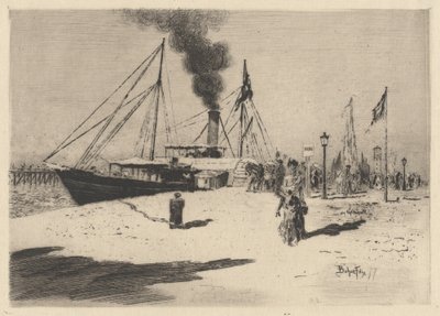 1877 में ट्रौविल घाट पर पियर। द्वारा फेलिक्स हिलैरे बुहोट