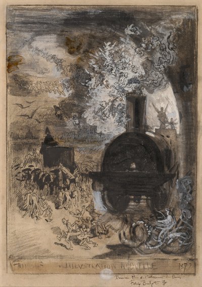 ल'इलस्ट्रेशन नोवेल के लिए फ्रंटिसपीस: द बरियल ऑफ द बुरिन, 1877। द्वारा फेलिक्स हिलैरे बुहोट