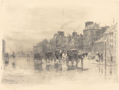 1876 में क्वा डे ल'होटल-डियू पर शीतकालीन सुबह। द्वारा फेलिक्स हिलैरे बुहोट