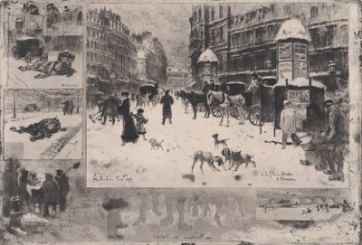 पेरिस में सर्दी, या पेरिस में हिमपात, 1879। द्वारा फेलिक्स हिलैरे बुहोट