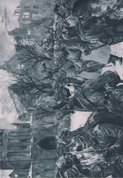 द एम्परर इन लक (१४ फरवरी १९१५), हिंडनबर्ग का चित्रण डाटरलैंडिसर डेरलाग सीयू वेलर बर्लिन द्वारा प्रकाशित द्वारा फेलिक्स श्वार्मस्टाड
