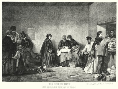 मोंट डे पीट, पेरिस में सरकारी प्यादा-दुकान (उत्कीर्णन) द्वारा फर्डिनेंड (बाद में) हेयल्बथ