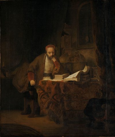 ए स्कॉलर इन हिज़ स्टडी, c.1640 (कैनवास पर तेल) द्वारा फर्डिनेंड बोलो