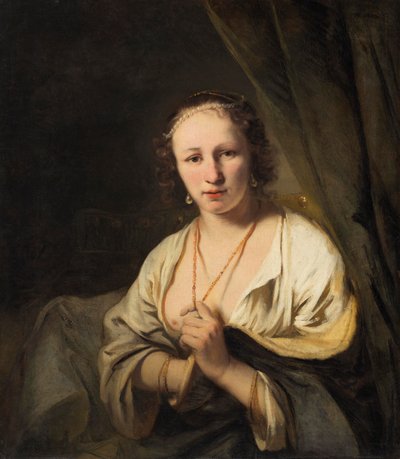 अपने बालों में मोती के साथ महिला, c.1653 द्वारा फर्डिनेंड बोलो