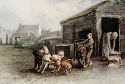 डॉग कार्ट, हॉलैंड, c.1890 (wc पेपर पर) द्वारा फर्डिनेंड लिंट्ज़