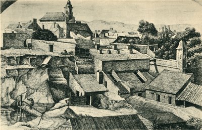 1814-1815, 1943 में वियना में सेंट फ्लोरियन के पैरिश चर्च के साथ अल्ट-मैत्ज़लिंसडोर्फ में खदान। द्वारा फर्डिनेंड ओलिवियर