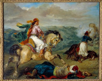 ग्रीस में युद्ध का एक प्रसंग। यूजीन डेलाक्रोइक्स द्वारा पेंटिंग (1798-1863) द्वारा फर्डिनेंड विक्टर यूजीन डेलाक्रोइक्स