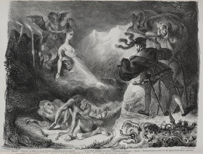 Faust के लिए चित्र: Marguerites छाया Faust, 1828 को दिखाई देता है। द्वारा फर्डिनेंड विक्टर यूजीन डेलाक्रोइक्स