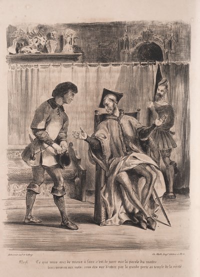 फ़ॉस्ट के लिए चित्र: मेफ़िस्टोफ़ेले स्कूली स्कूल प्राप्त करता है, 1828। द्वारा फर्डिनेंड विक्टर यूजीन डेलाक्रोइक्स