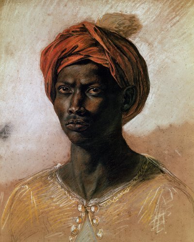 पगड़ी में एक तुर्क का चित्र, c.1826 (कागज पर पेस्टल) द्वारा फर्डिनेंड विक्टर यूजीन डेलाक्रोइक्स