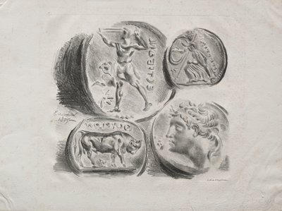 चार प्राचीन पदक की शीट, 1825। द्वारा फर्डिनेंड विक्टर यूजीन डेलाक्रोइक्स