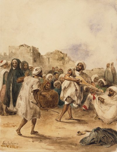 स्ट्रोइंग प्लेयर्स, 1833 द्वारा Ferdinand Victor Eugene Delacroix