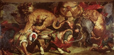 द लायन हंट, 1855 द्वारा Ferdinand Victor Eugene Delacroix