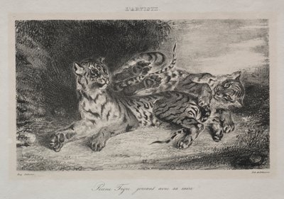 यंग टाइगर अपनी माँ के साथ खेल रहा है, 1831। द्वारा फर्डिनेंड विक्टर यूजीन डेलाक्रोइक्स