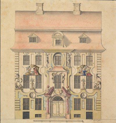 एक मुखौटा के लिए वास्तुकला डिजाइन, 1739-69। द्वारा फेरेक स्पेथ