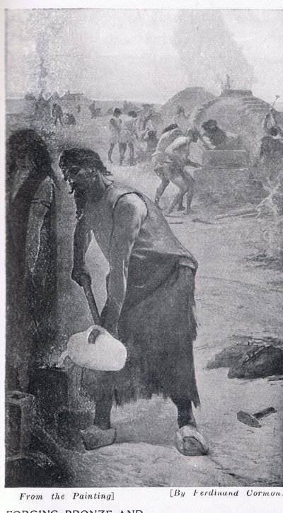 फोर्जिंग कांस्य और लोहा, &39;हचिन्सन हिस्ट्री ऑफ द नेशंस&39;, c.1910 से चित्रण द्वारा फर्नांड कोरमन