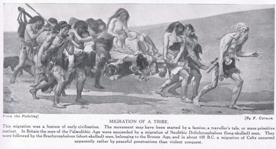 जनजाति का प्रवासन, &39;हचिन्सन हिस्ट्री ऑफ द नेशंस&39; का चित्रण, c.1910 द्वारा फर्नांड कोरमन
