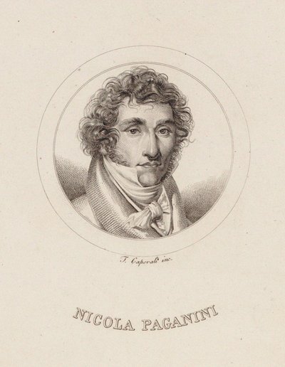 निकोलो पगनीनी का पोर्ट्रेट 1782-1840, 1840। द्वारा फ़िलिपो कैपोरालि
