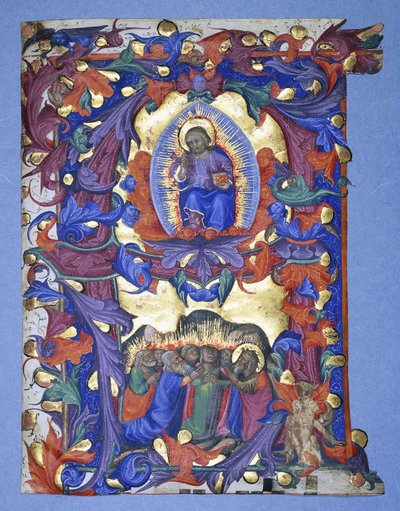 एक बड़े ऐतिहासिक "ए" को एस्केन्शन के चित्रण के साथ, c.1450 द्वारा फिलिप्पो डी माटेओ टोरेली