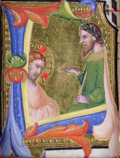 पाइलेट से पहले क्राइस्ट, ऐतिहासिक प्रारंभिक एल, c.1403-05 (वेल्लम और गोल्ड) में द्वारा फिलिप्पो डी माटेओ टोरेली