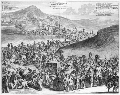 काहिरा से मक्का तक हज कारवां, 1686 में ओ। डॅपर द्वारा विवरण डे द्वारा फ्लेमिश स्कूल