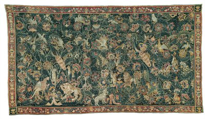 पशु और पक्षियों के साथ बड़ी पत्ती का श्रवण, 1525-50 द्वारा फ्लेमिश स्कूल