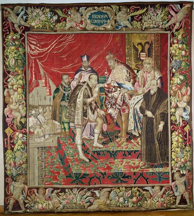 द टेंपेस्ट्री ऑफ चार्ल्स क्विंट से चार्ल्स वी। (1500-58) का अब्दिकेशन, c.1630-40 द्वारा फ्लेमिश स्कूल