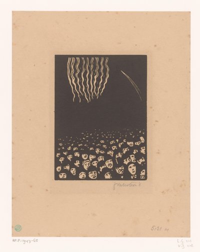 आतिशबाजी देख रहे लोगों का समूह Feu d#39;artifice L#39;Exposition Universelle (श्रृंखला का शीर्षक) विश्व प्रदर्शनी (श्रृंखला का शीर्षक) द्वारा फेलिक्स एडौर्ड वाल्टन (कलाकार द्वारा हस्ताक्षरित)