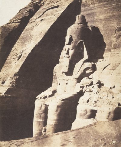 अबू सेम्बिल, ग्रैंड स्पियोस - विशाल मूर्तियाँ, तीन-तिमाही दृश्य, 1851-52। द्वारा फेलिक्स टाइनार्ड