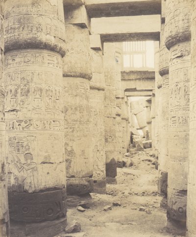 कर्णक थेब्स, पैलेस - हाइपोस्टाइल हॉल - खिड़की और राजधानियाँ ..., 1851-52, 1853-54 मुद्रित। द्वारा फेलिक्स टाइनार्ड