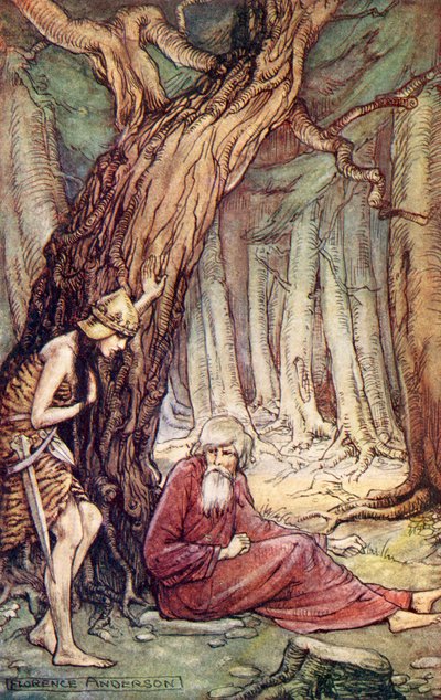 Boadicea और Druid, विलियम काउपर की कविता Boadicea से, ऐतिहासिक रोमांस से पढ़ना, 1914 से प्रकाशित द्वारा फ्लोरेंस एंडरसन