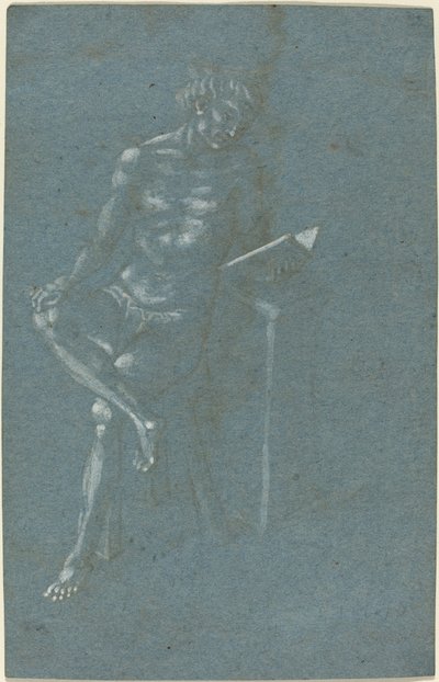एक युवक स्टूल पर बैठकर किताब पढ़ रहा है (रेक्टो); मनुष्य का पतन (निचले भाग का एक टुकड़ा) (छंद) द्वारा फ्लोरेंस 15वीं सदी
