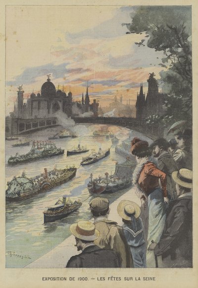 पेरिस में 1900 के एक्सपोजिशन यूनिवर्स के दौरान सीन नदी पर फ्लोटिंग कार्निवल द्वारा फॉर्च्यून लुई मेउल