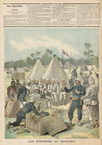 31 दिसंबर 1892 को &39;ले पेटिट जर्नल&39; से डाहेमी में नए साल के बक्से द्वारा फॉर्च्यून लुई मेयुले और हेनरी मेयर
