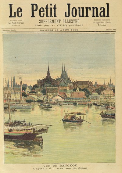 12 अगस्त 1893 को &39;ले पेटिट जर्नल&39; से बैंकॉक का दृश्य द्वारा Fortune Louis Meaulle and Henri Meyer