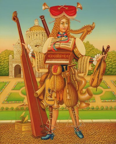 द म्यूज़िशियन गार्डन, 1997 (पैनल पर तेल और तड़का) द्वारा फ्रांसिस ब्रूमफील्ड