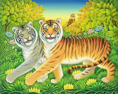 टाइगरटाइगर, 2002 (पैनल पर तेल और तड़का) द्वारा फ्रांसिस ब्रूमफील्ड