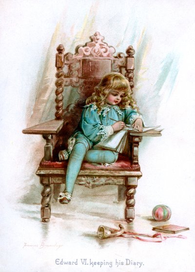 एडवर्ड VI, अपनी डायरी, 1897 को रखते हुए। द्वारा फ्रांसिस ब्रूंडेज