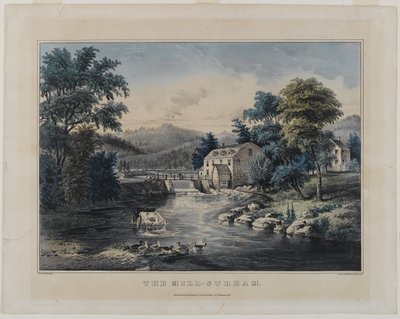 द मिल-स्ट्रीम, क्यूरियर एंड इव्स, न्यूयॉर्क द्वारा प्रकाशित (हाथ से रंगा लिथो) द्वारा फ्रांसिस फ्लोरा बॉन्ड पामर