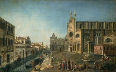 चर्च के साथ वेनिस का दृश्य Santi Giovanni e Paolo। लगभग 1735.-1740 द्वारा फ्रांसेस्को अल्बोटो