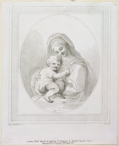 वर्जिन और चाइल्ड, लुइगी शियावोनेटी (1765-1810) 1793 (उत्कीर्णन) द्वारा फ्रांसेस्को बार्टोलोजी