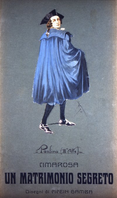 डोमेनिको सिमरोसा (1749 - 1801) द्वारा "" सीक्रेट मैरिज "" में चरित्र "" पाओलिनो ""। F. Gamba की पोशाक - मिलान का स्काला द्वारा फ्रांसेस्को गाम्बा