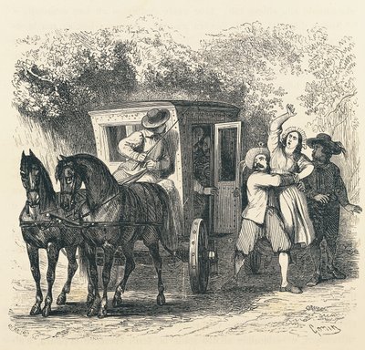 एलेसेंड्रो मंज़ोनी (1785-1873) द्वारा लुसी का अपहरण, बेट्रोथेड का एपिसोड, 1840 संस्करण के लिए फ्रांसेस्को गोनिन (1808-1889) द्वारा चित्रण द्वारा फ्रांसेस्को गोनिन