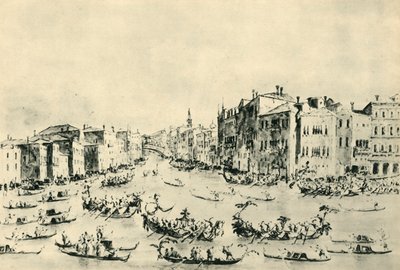 रेगाटा ग्रैंड कैनाल, वेनिस, 18 वीं शताब्दी के उत्तरार्ध में, 1943। द्वारा फ्रांसेस्को गार्डी