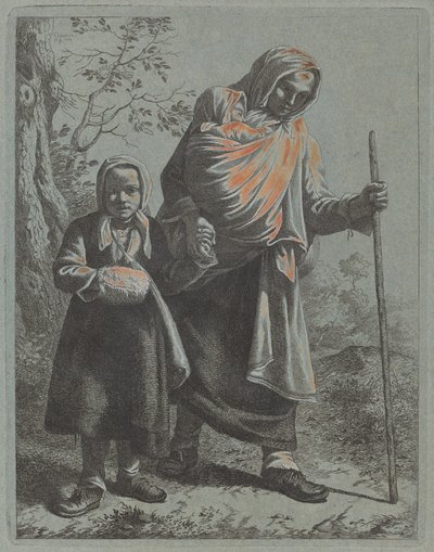 किसान महिला बच्चे और छोटी लड़की के साथ, 17601764। द्वारा फ्रांसेस्को लंदनियो