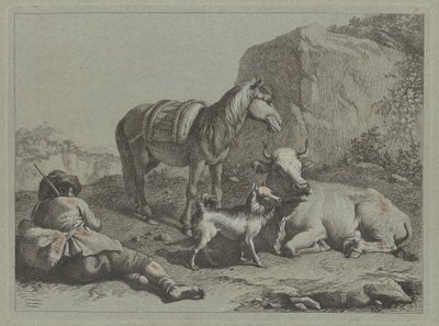 एक बोरी के साथ रेक्लाइनिंग शेफर्ड, c. 1763. द्वारा फ्रांसेस्को लंदनियो