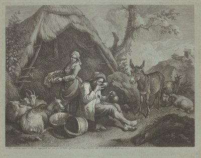 अंडे की टोकरी के साथ बैठा बूढ़ा आदमी और औरत, 17591782। द्वारा फ्रांसेस्को लंदनियो