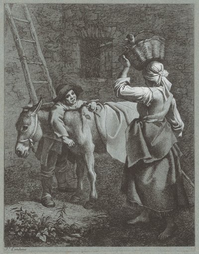 शेफर्ड बॉय एक फार्म गर्ल से बात करते हुए, 1764। द्वारा फ्रांसेस्को लंदनियो