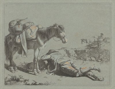 पैक हॉर्स के पास रेपोज़ में शेफर्ड, c. 1762. द्वारा फ्रांसेस्को लंदनियो