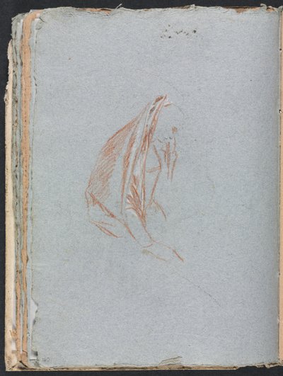 वेरोना स्केचबुक: क्लोक पृष्ठ 40, 1760 के साथ महिला आंकड़ा। द्वारा फ्रांसेस्को लोरेंज़ी